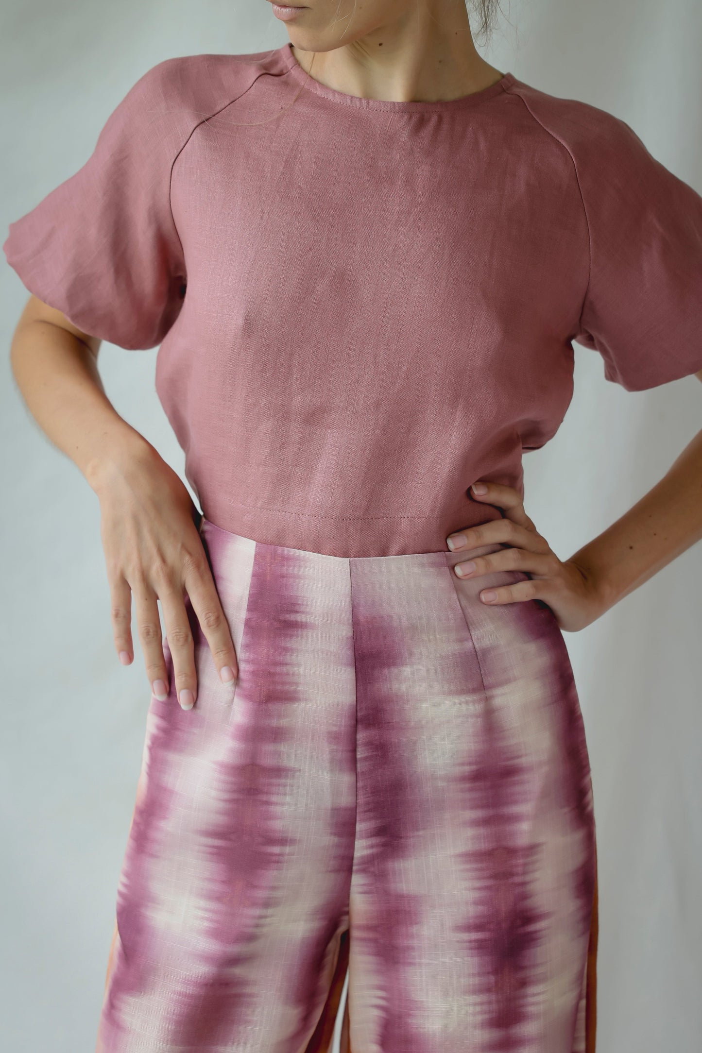 Linen Bruce Top Dusty Pink