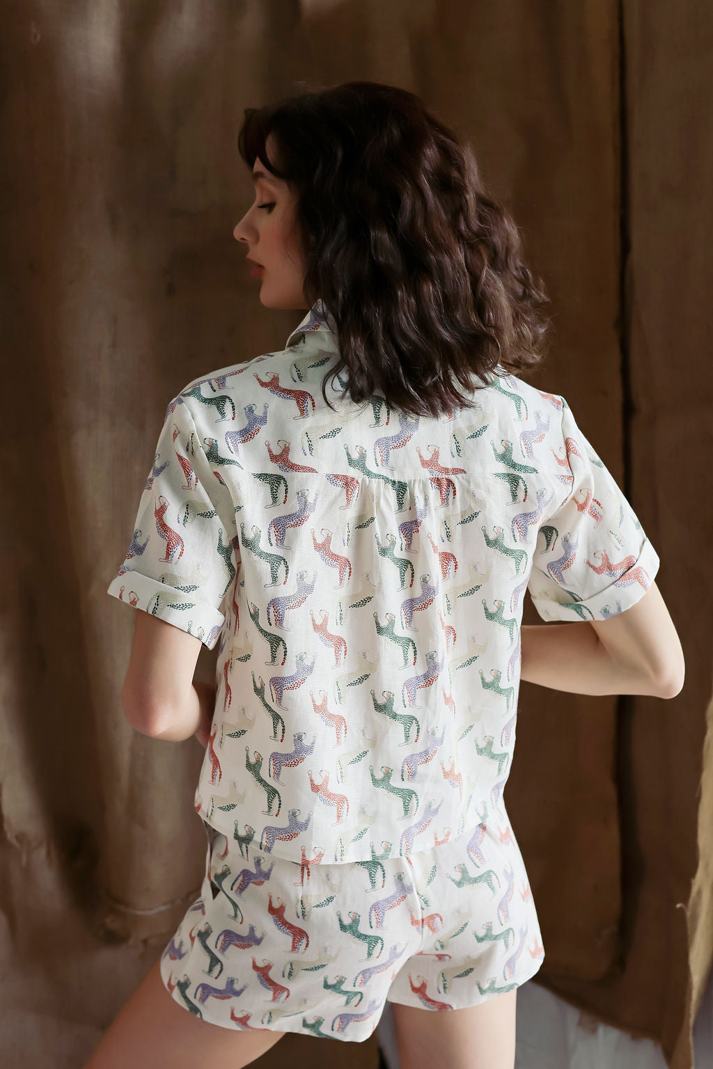 Short-sleeve Linen Blouse Jaguar