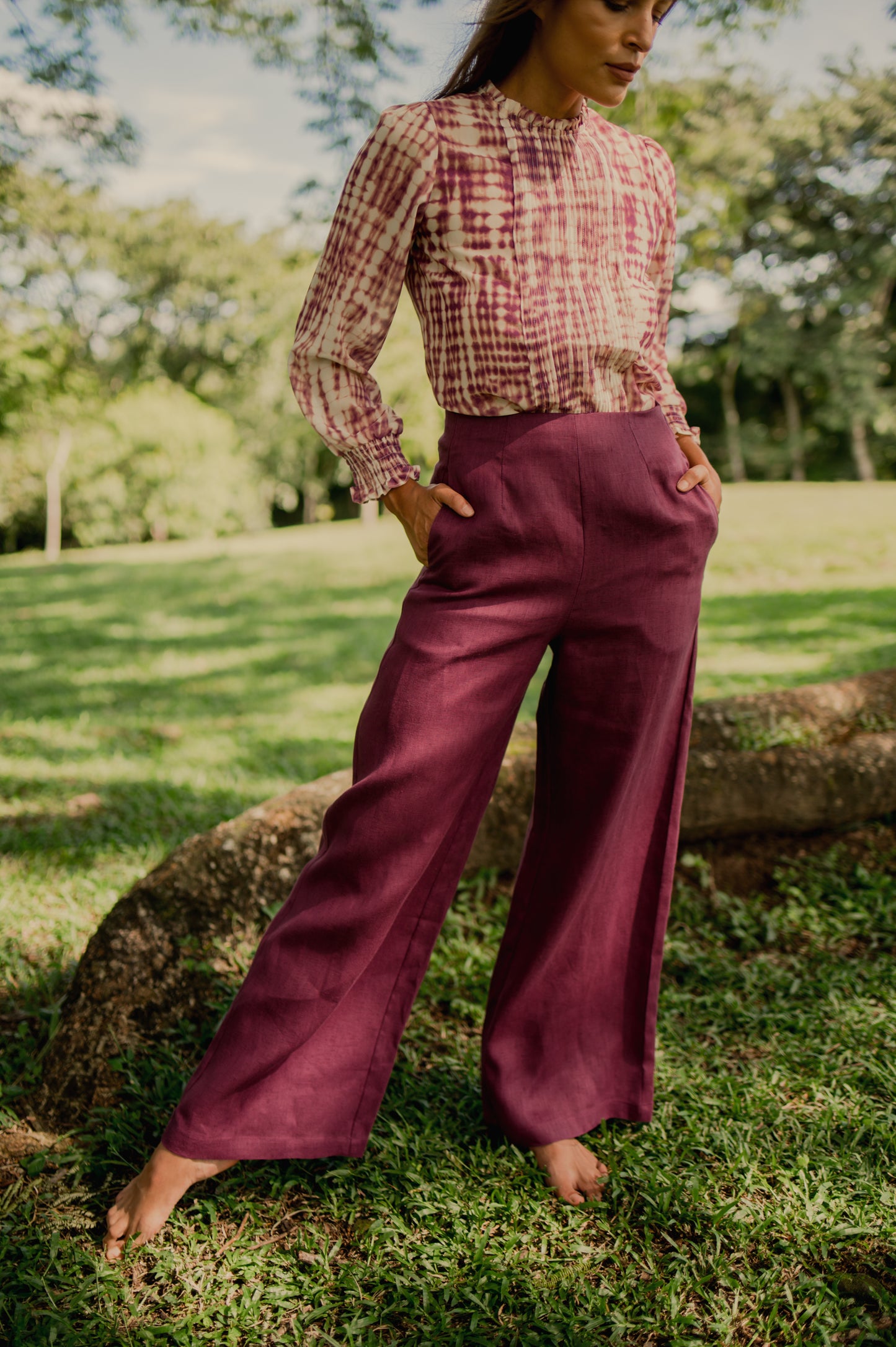 LINEN GIULIA PANTS | WINE