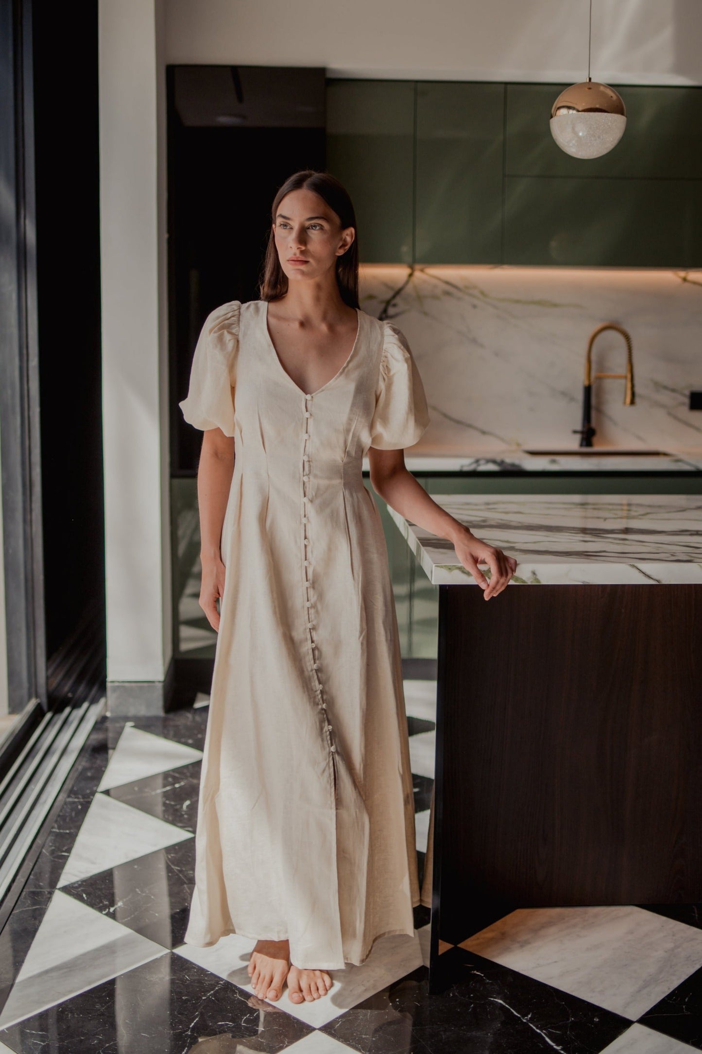 OFF WHITE PAULI LINEN DRESS