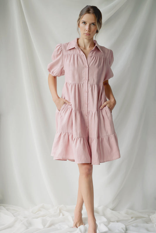 LINEN SELINA DRESS | PINK