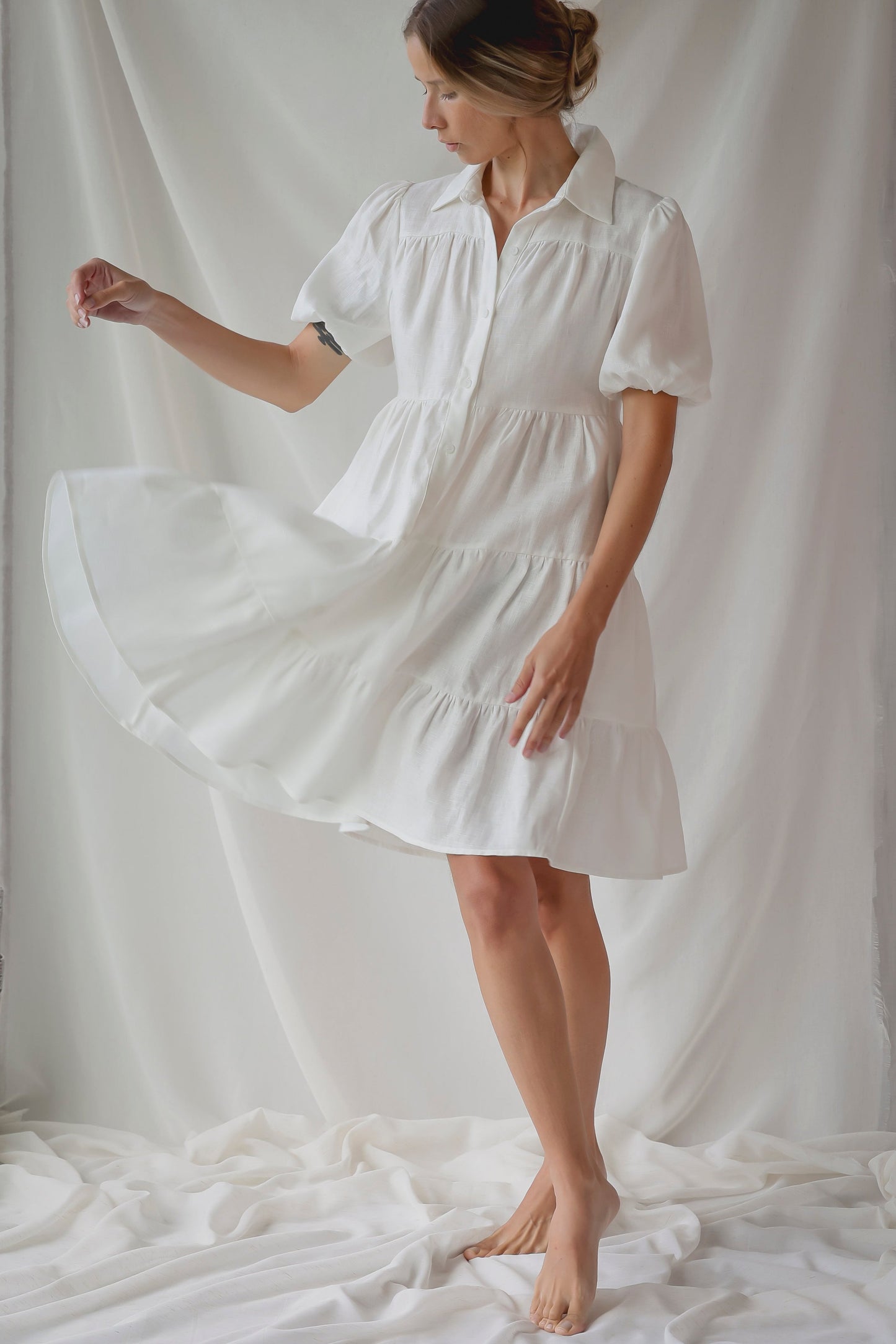 LINEN SELINA DRESS | YVORY