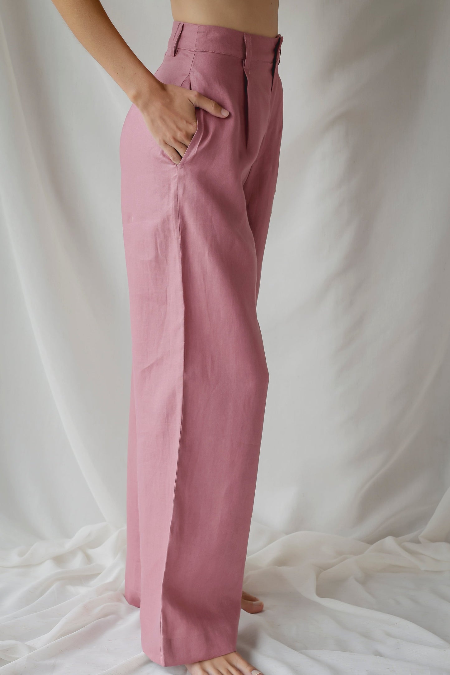 LINEN HELGE PANTS | DUSTY PINK