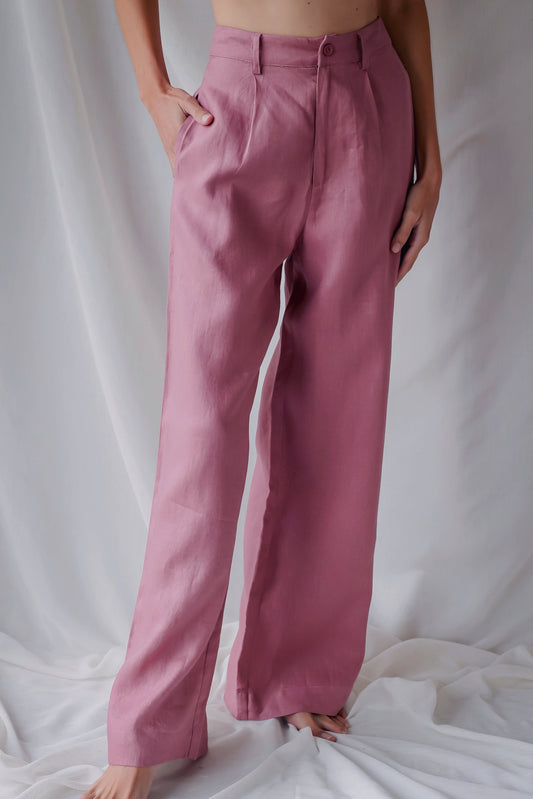 LINEN HELGE PANTS | DUSTY PINK