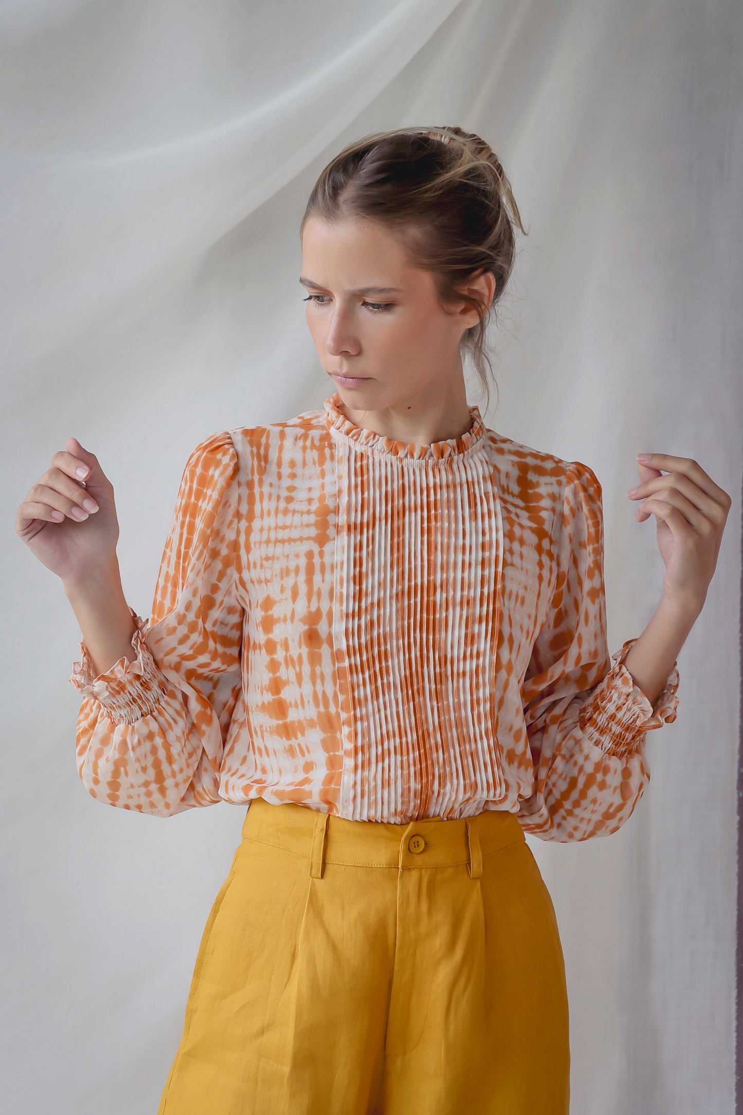 LONG SLEEVE BLOUSE  | YELLOW TIE DYE