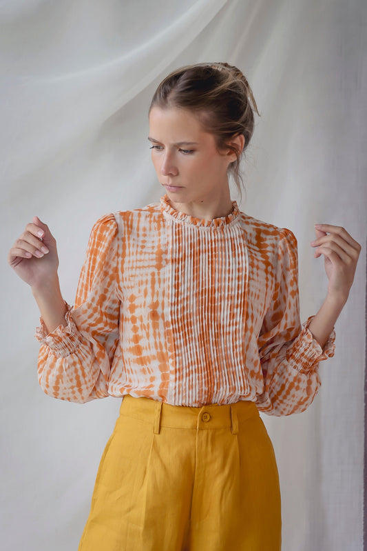 LONG SLEEVE BLOUSE  | YELLOW TIE DYE