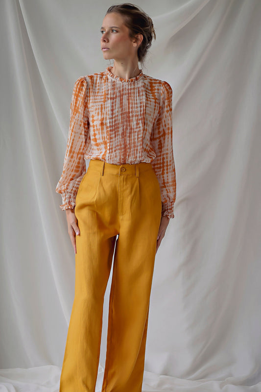 LONG SLEEVE BLOUSE  | YELLOW TIE DYE