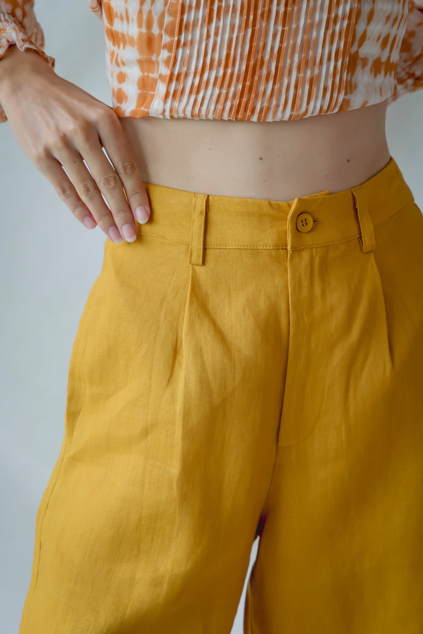 LINEN HELGE PANTS| MARIGOLD