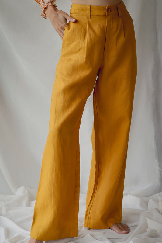 LINEN HELGE PANTS| MARIGOLD