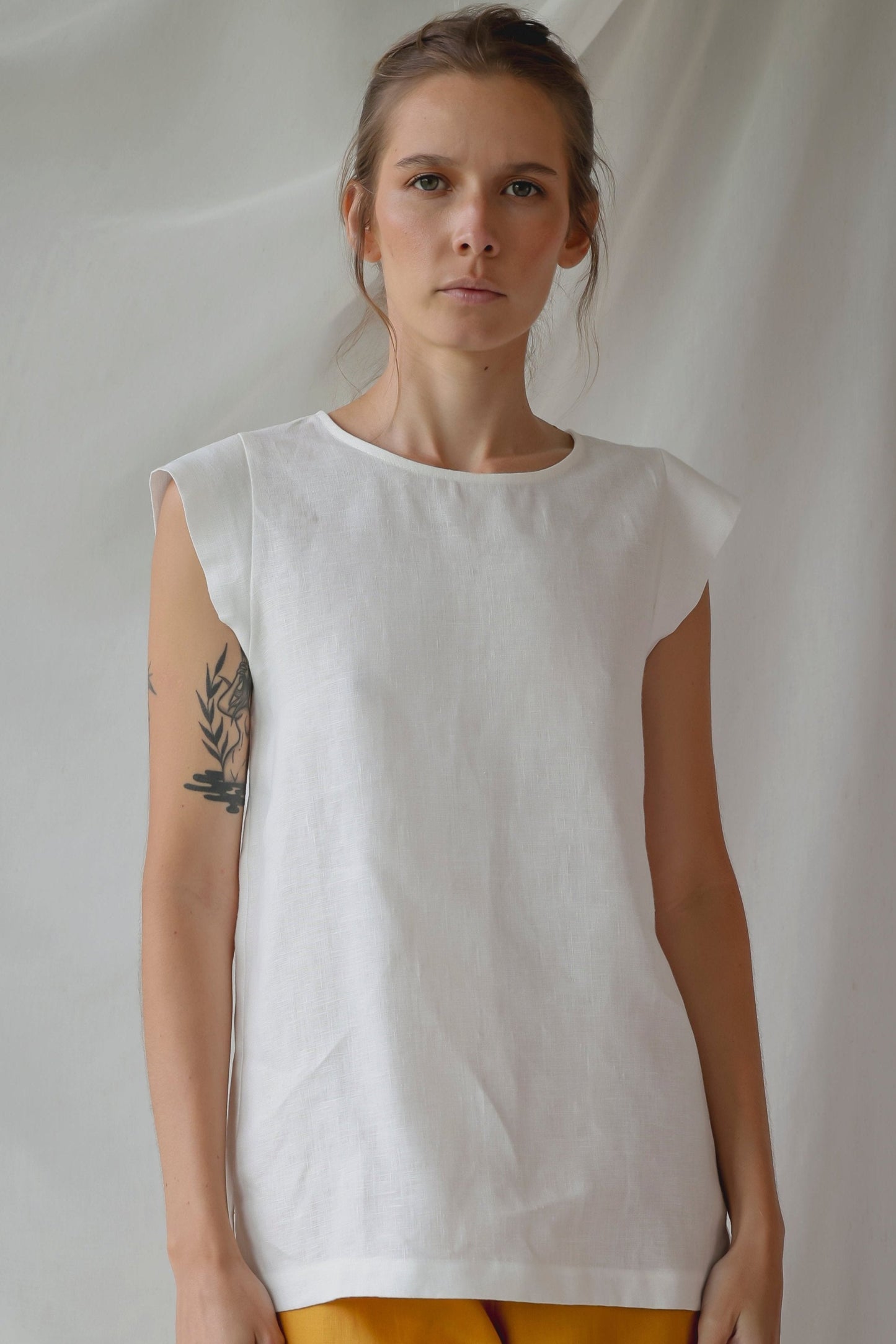 LINEN SELINA TOP | IVORY