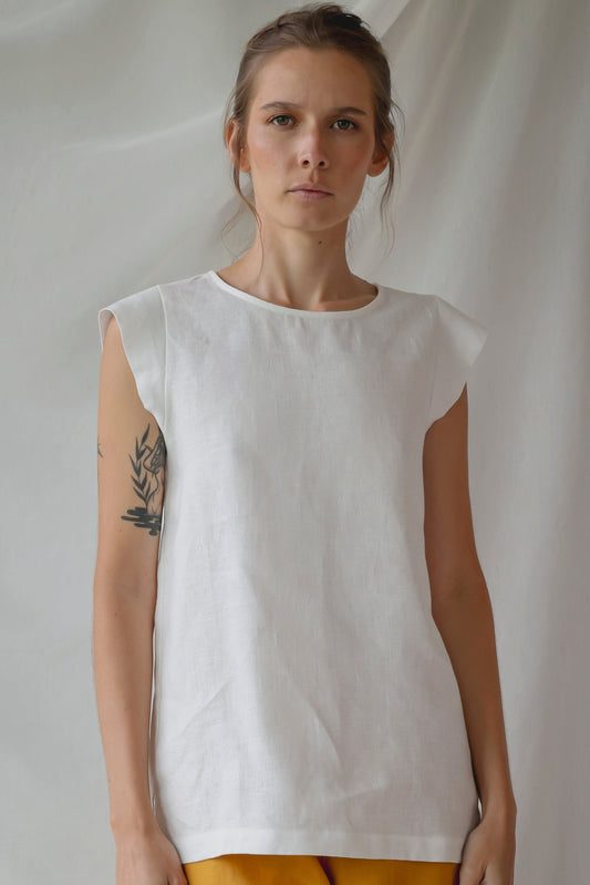 LINEN SELINA TOP | IVORY