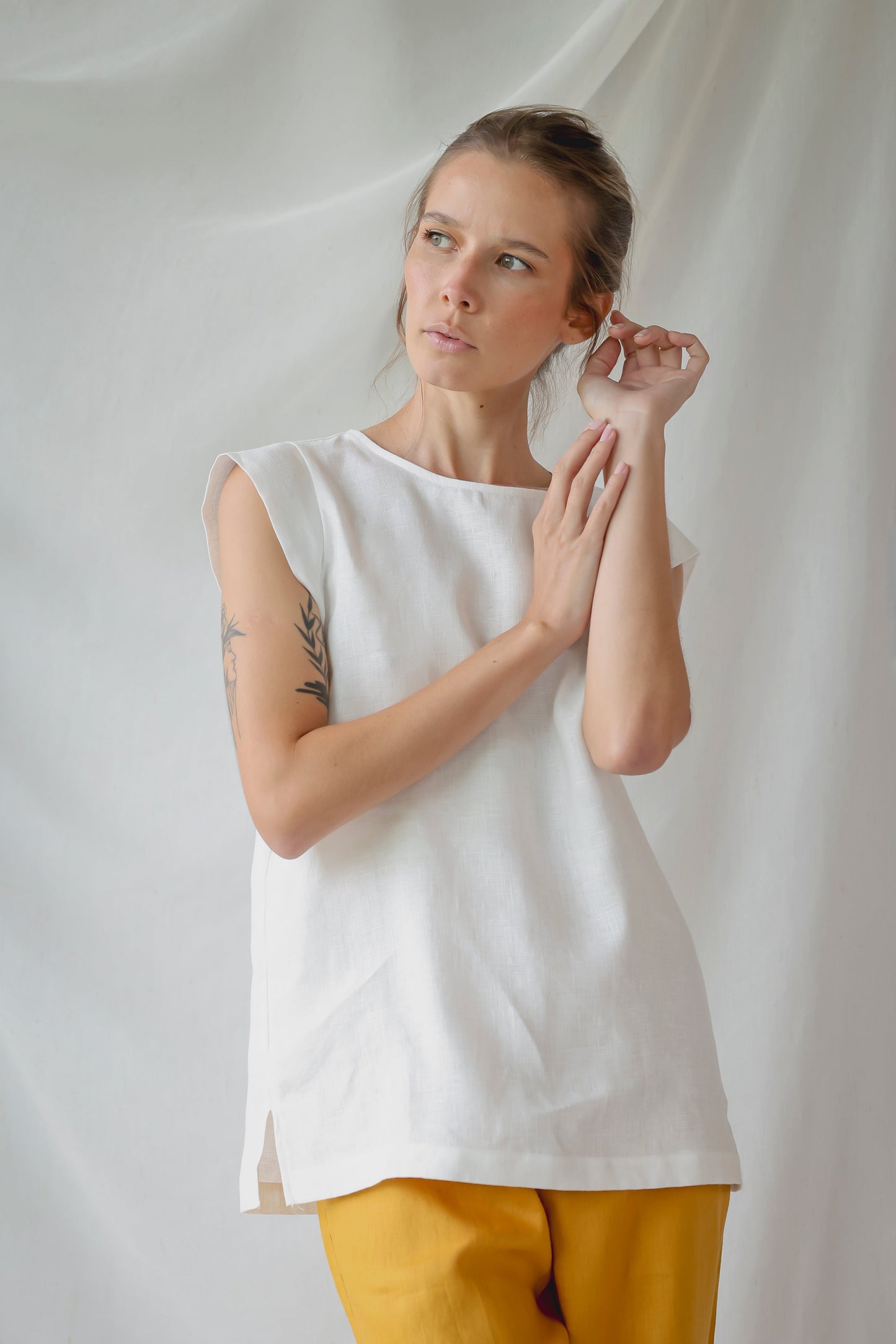 LINEN SELINA TOP | IVORY