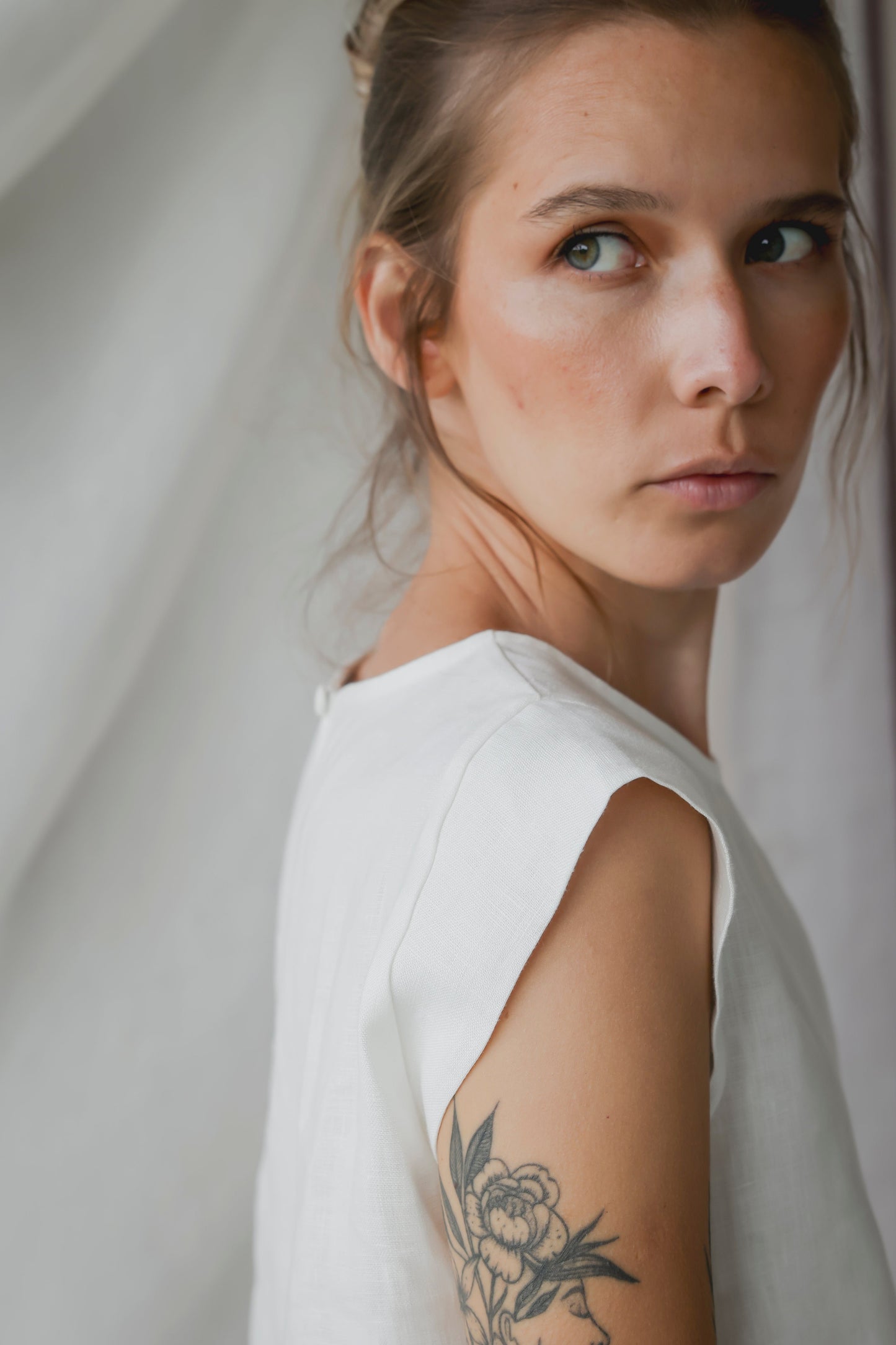 LINEN SELINA TOP | IVORY