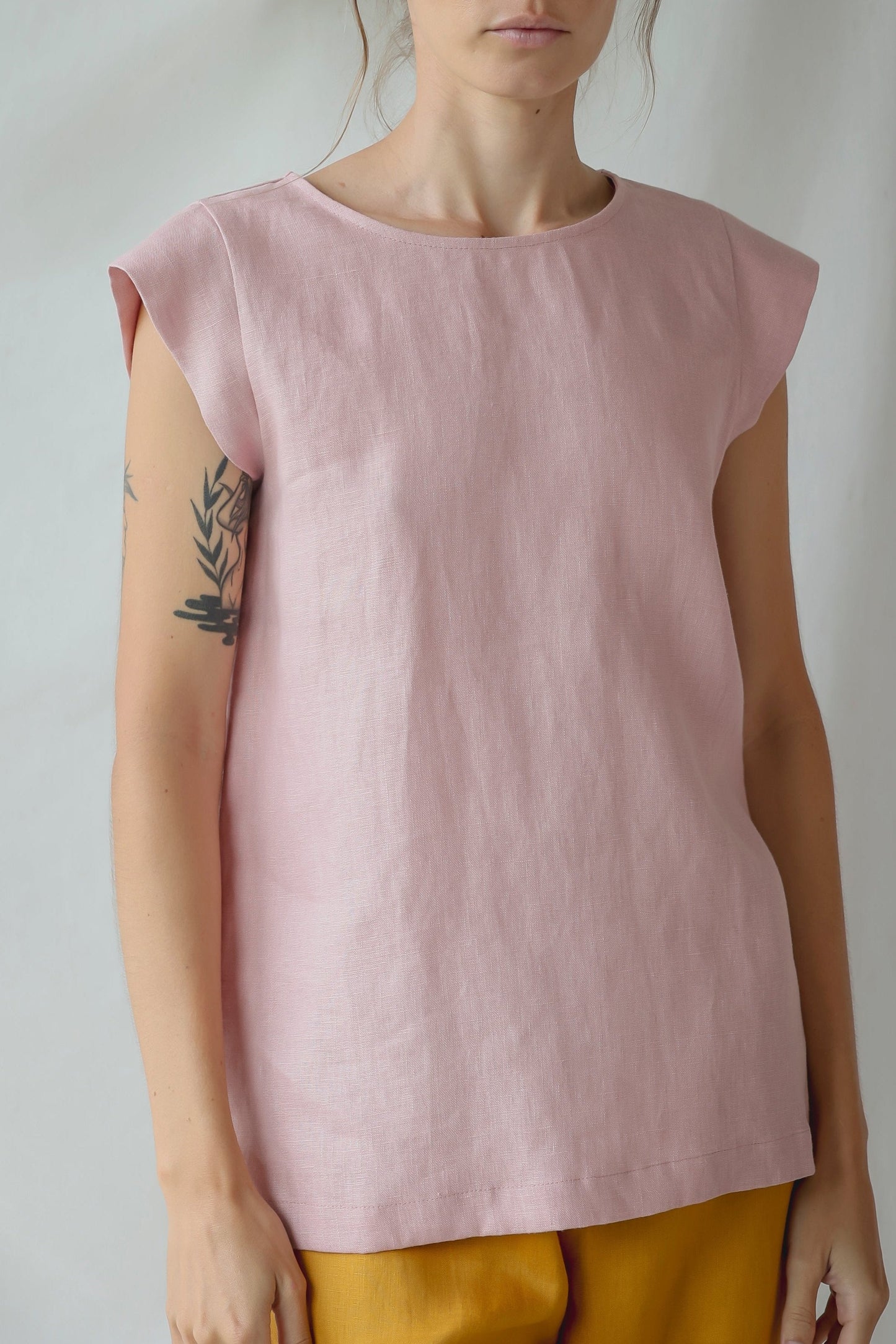 LINEN SELINA TOP | PINK