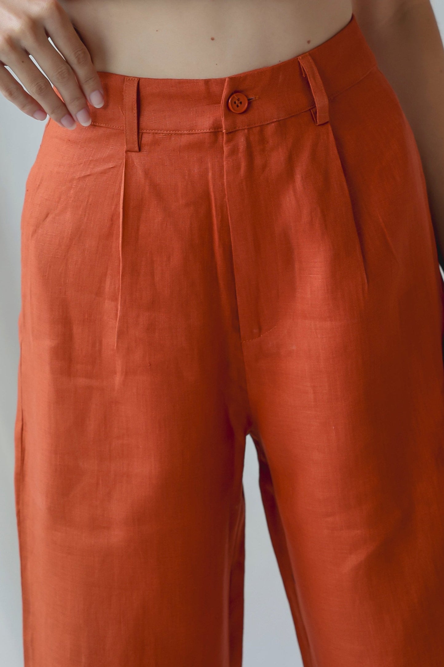 LINEN HELGE PANTS | TERRACOTA