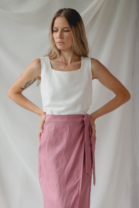 LINEN SLEEVELESS TOP | IVORY