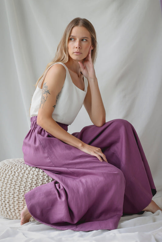 LINEN FEDE PANTS| GRAPE