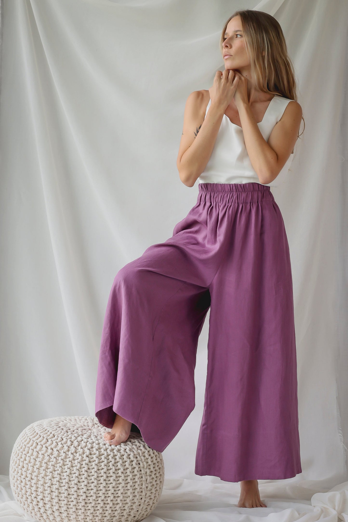 LINEN FEDE PANTS| GRAPE