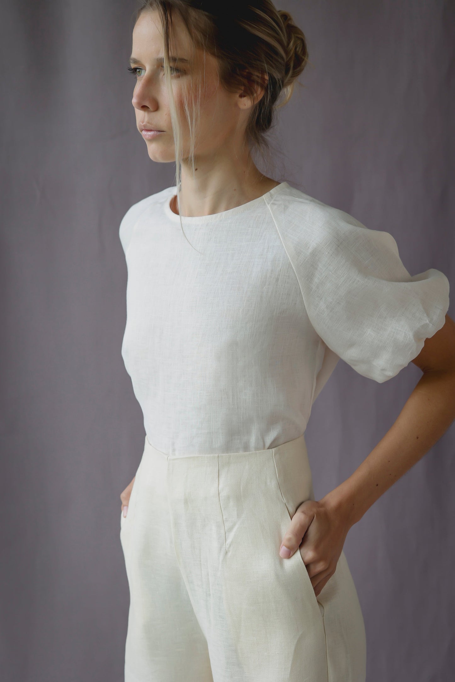 LINEN BRUCE TOP | IVORY