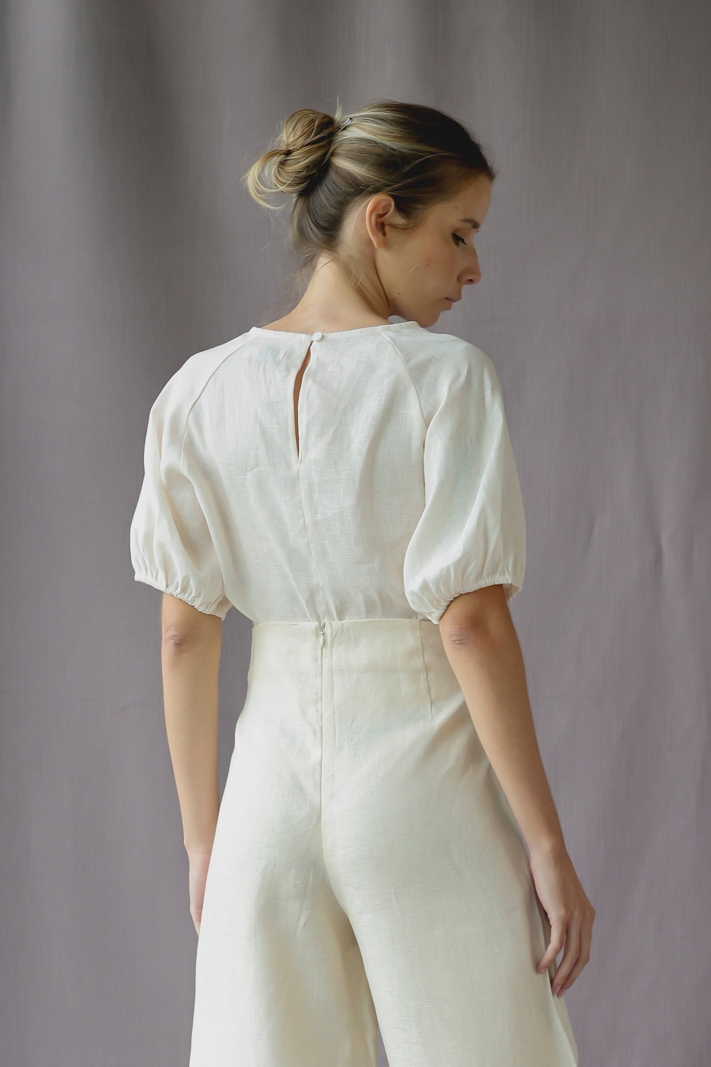 LINEN BRUCE TOP | IVORY