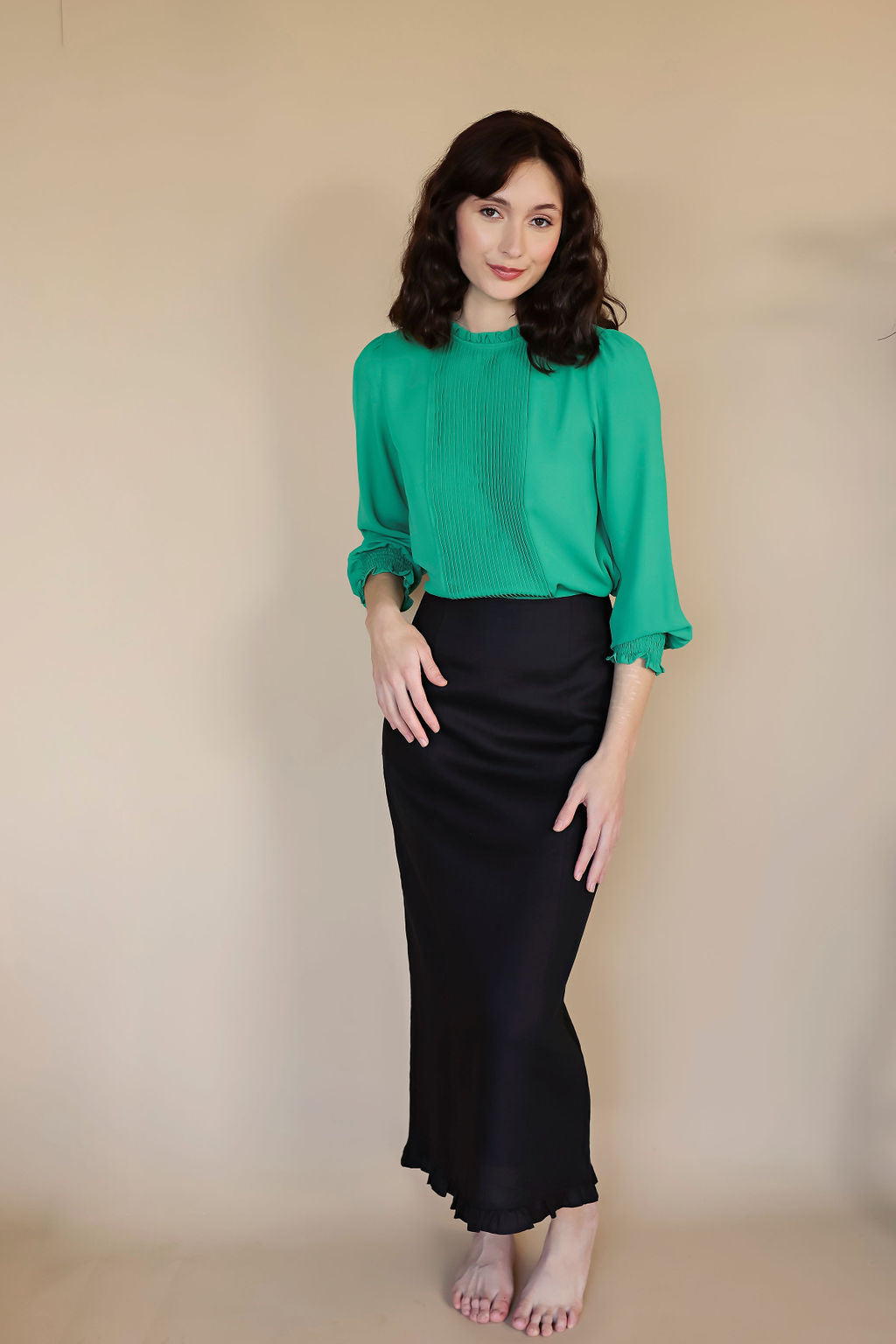 LONG SLEEVE BLOUSE - Emerald Green