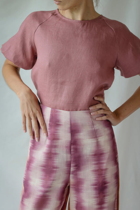 Linen Bruce Top Dusty Pink