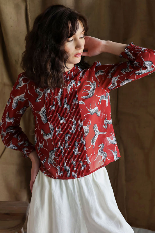 Long Sleeve Blouse Zebra
